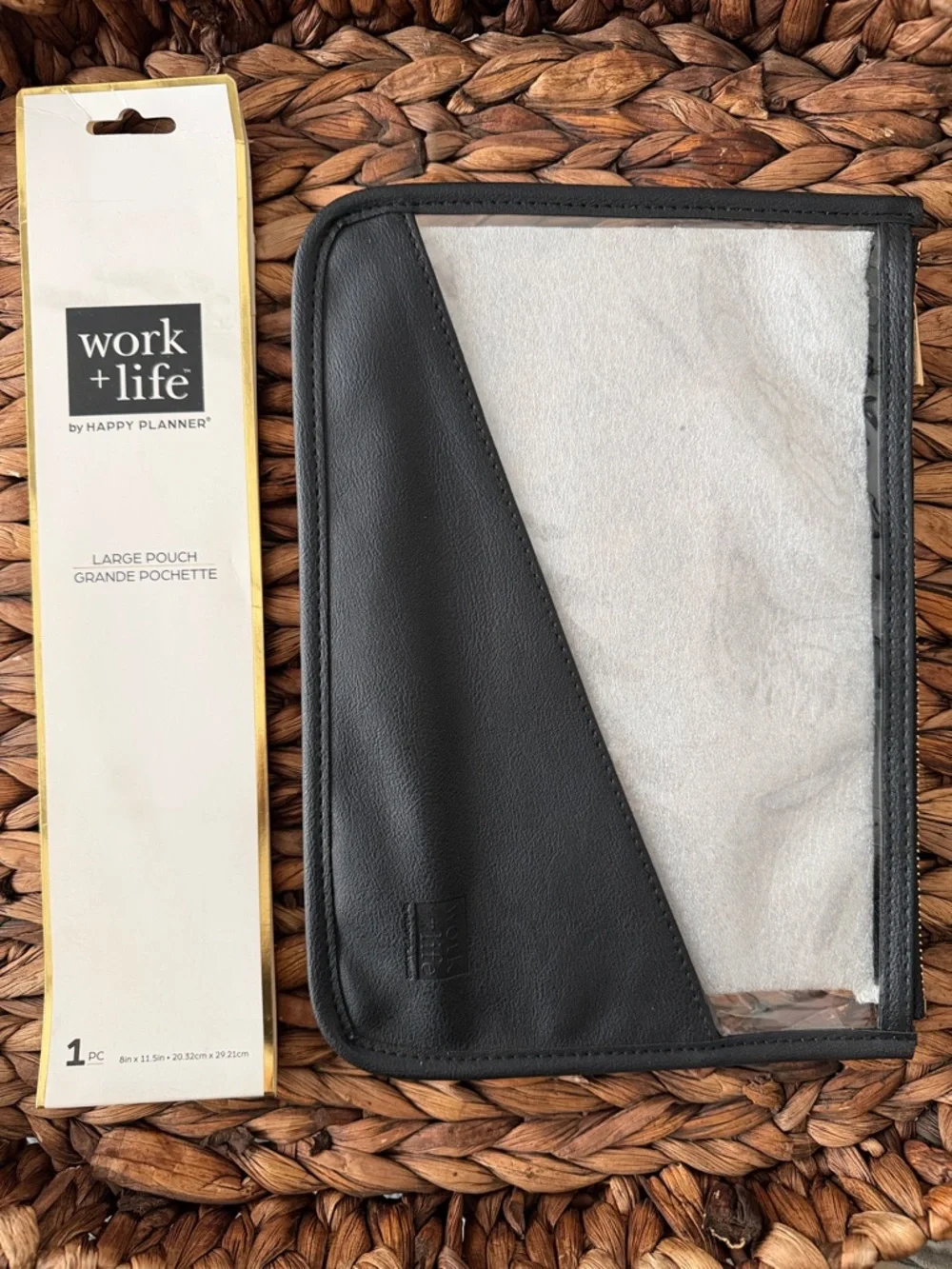 NWT - The Happy Planner Work + Life Large Pouch Pencil Case - Black & Cream
